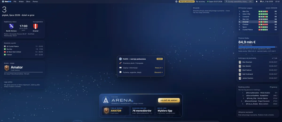Pulpit fmOS z Areną: ranga, ranking online i liga zawsze pod ręką